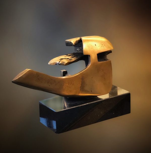 Bronze sculpture on marble base