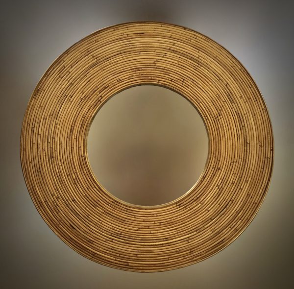 Italian bamboo and brass mirror