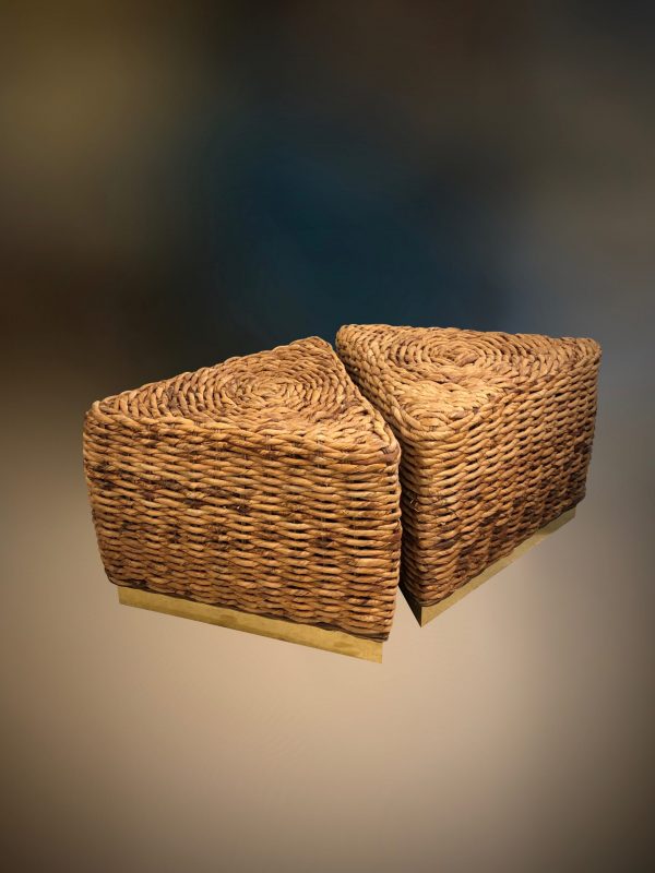 Pair of Italian rattan stools