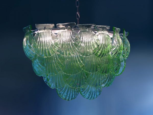 Venetian green "Shell" glass chandelier