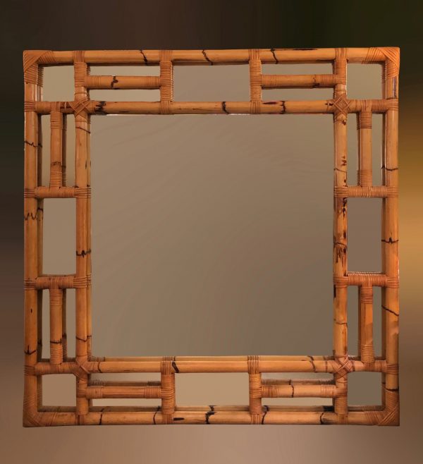 Italian mirror with bamboo frame