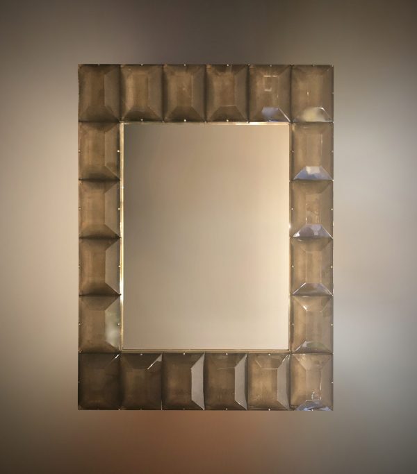 Italian mirror with diamond cut glass frame