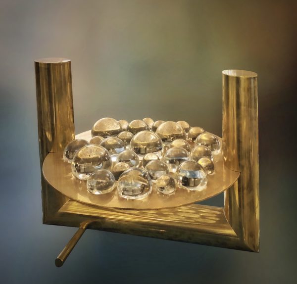 Italian table lamp with glass spheres