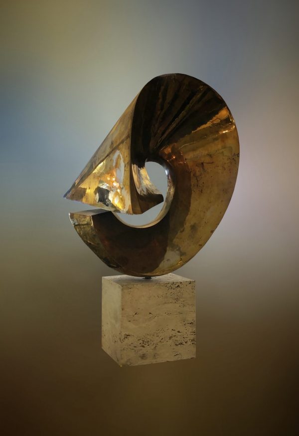 Italian bronze sculpture on travertino base