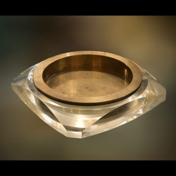 Italian brass and lucite ashtray