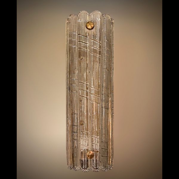 Pair of Orrefors glass wall lights