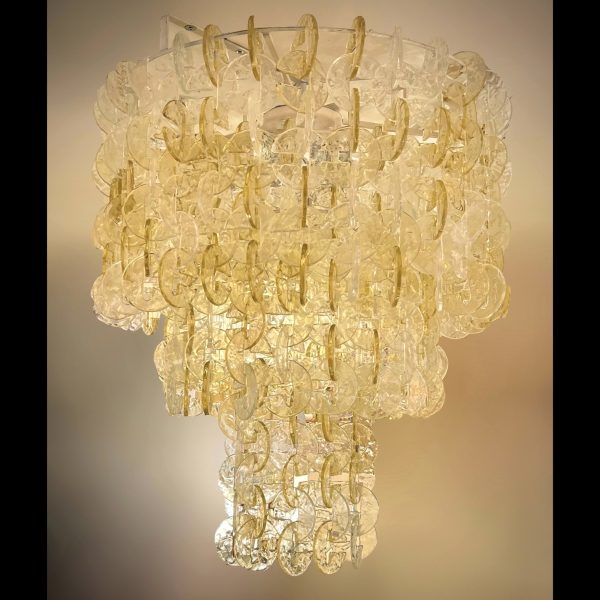 Venetian glass hooks chandelier by Mazzega