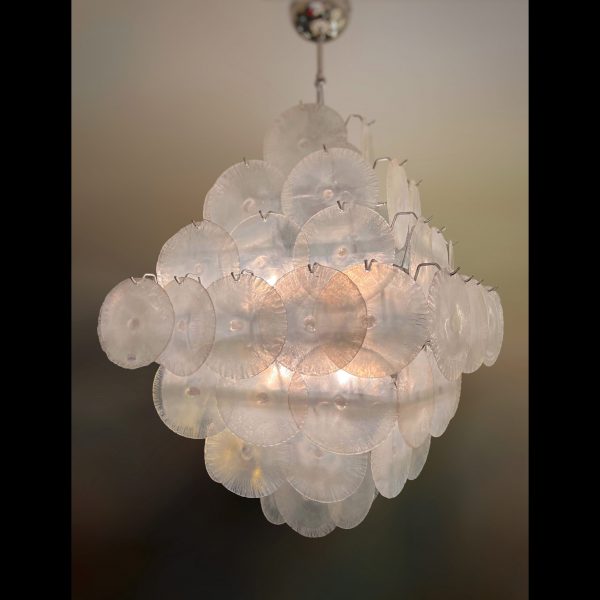 Venetian glass discs chandelier by Mazzega