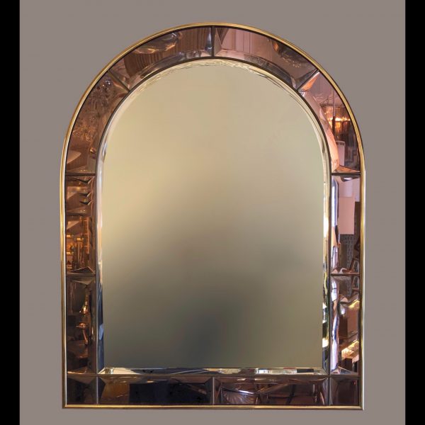 Italian mirror with diamond cut glass frame