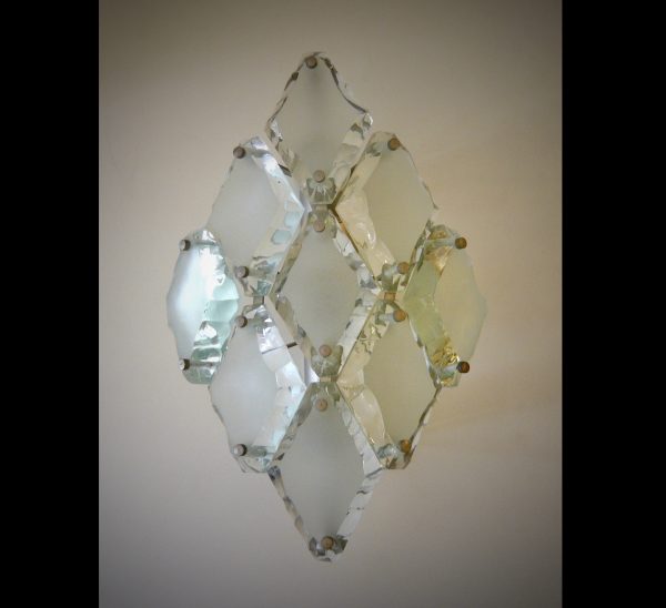 Set of 3 Fontana Arte glass wall lights