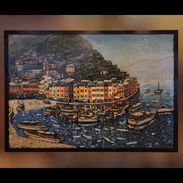 "Portofino", XX C. oil on board, signed