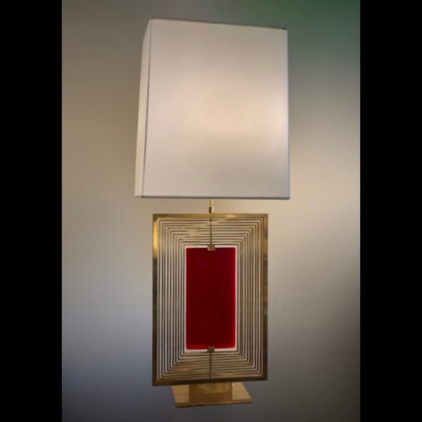 Single Italian table lamp with vintage glass by R.G.Rida