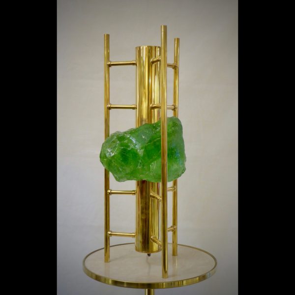 Italian table lamp with hand-hammered glass centre