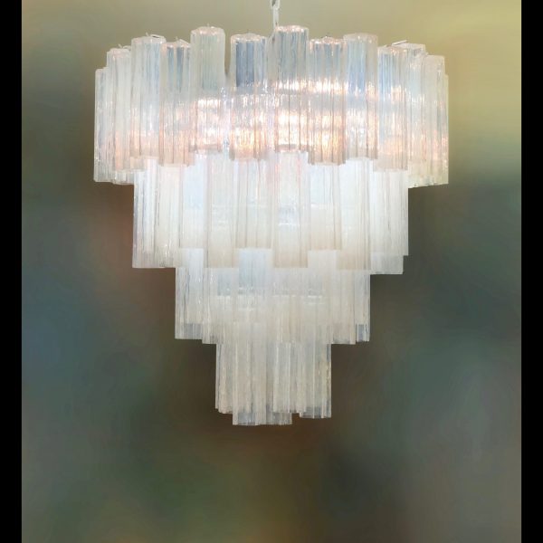 Venetian "Tronchi" glass chandelier in opaline colour