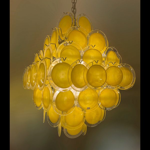 Vistosi yellow glass discs chandelier